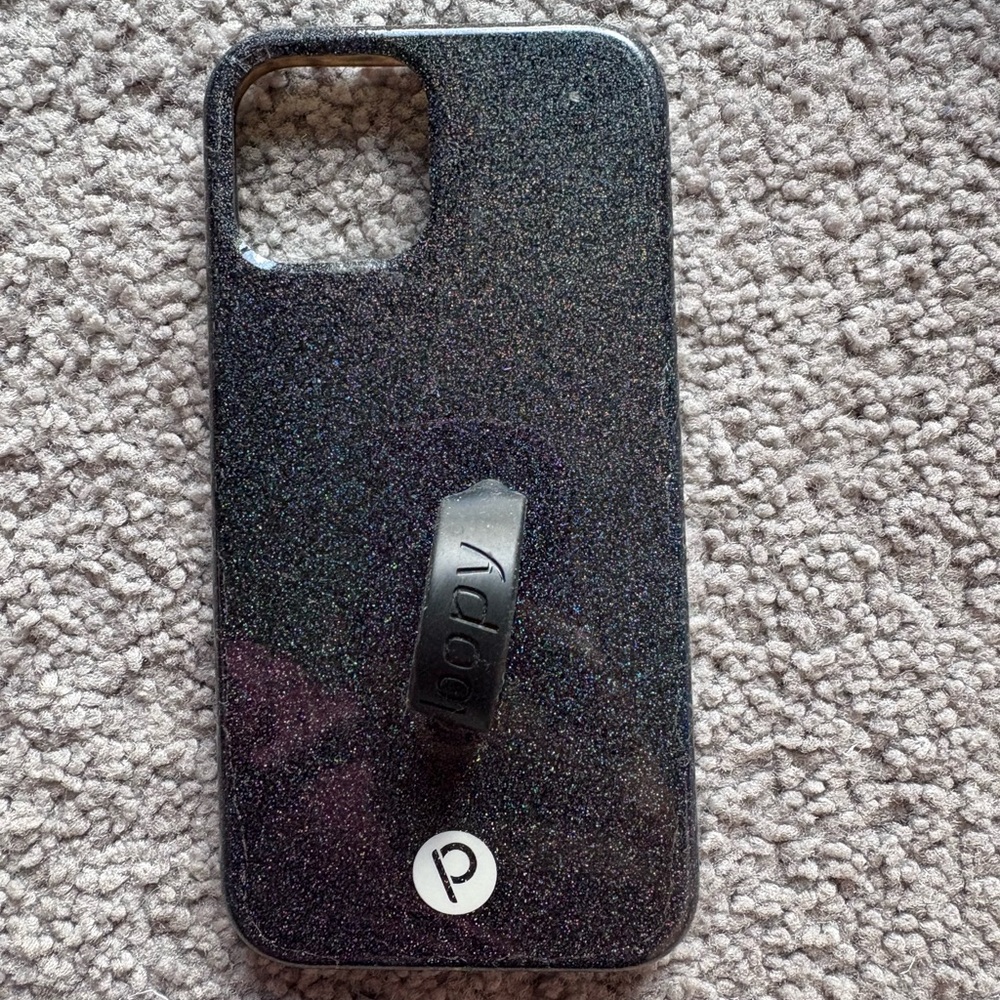 iPhone 12 Loopy Case - Black Glitter